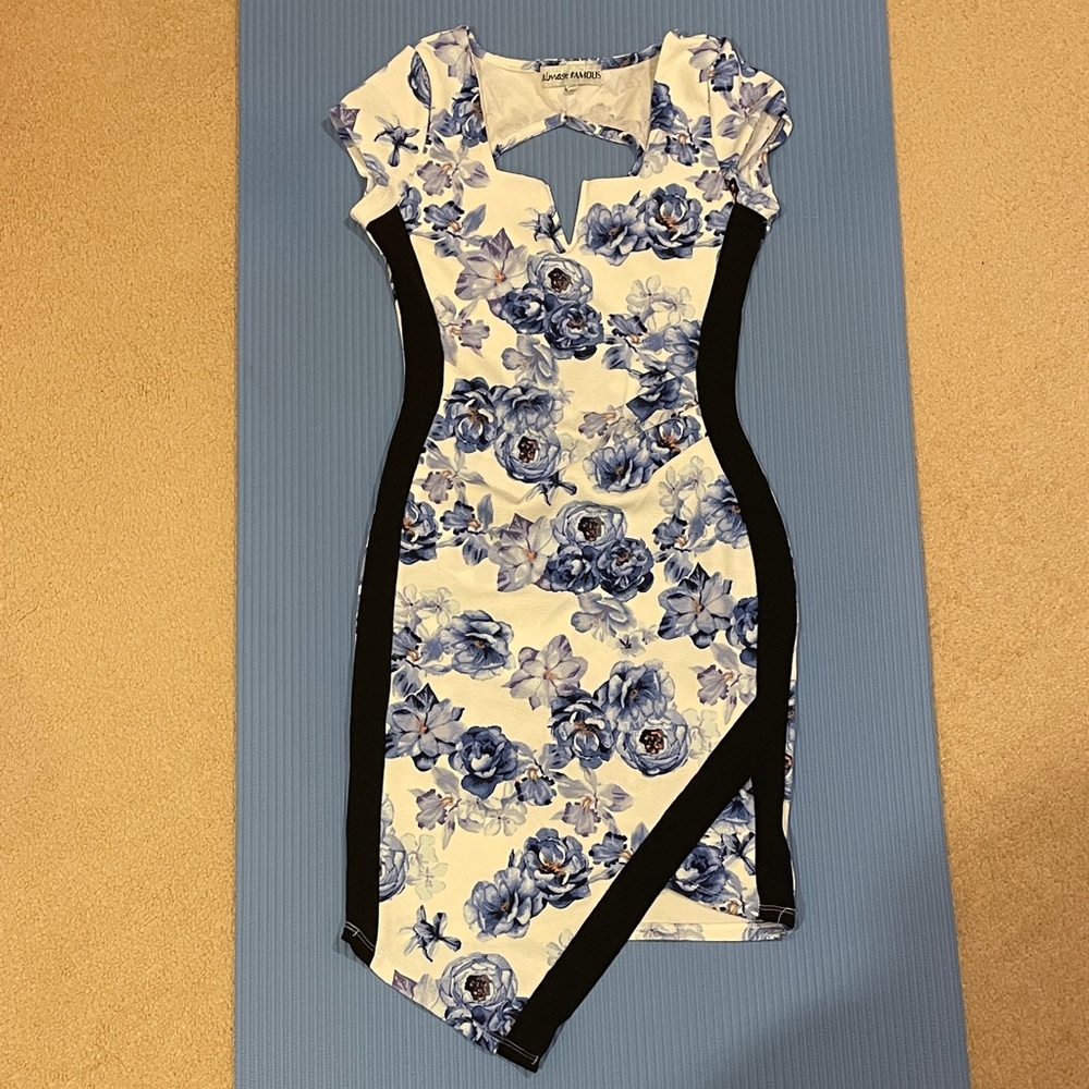 Almost Famous Blue Floral Asymmetrical Dress